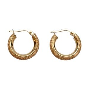 18K Yellow Gold Coil Hoop Earrings #21953